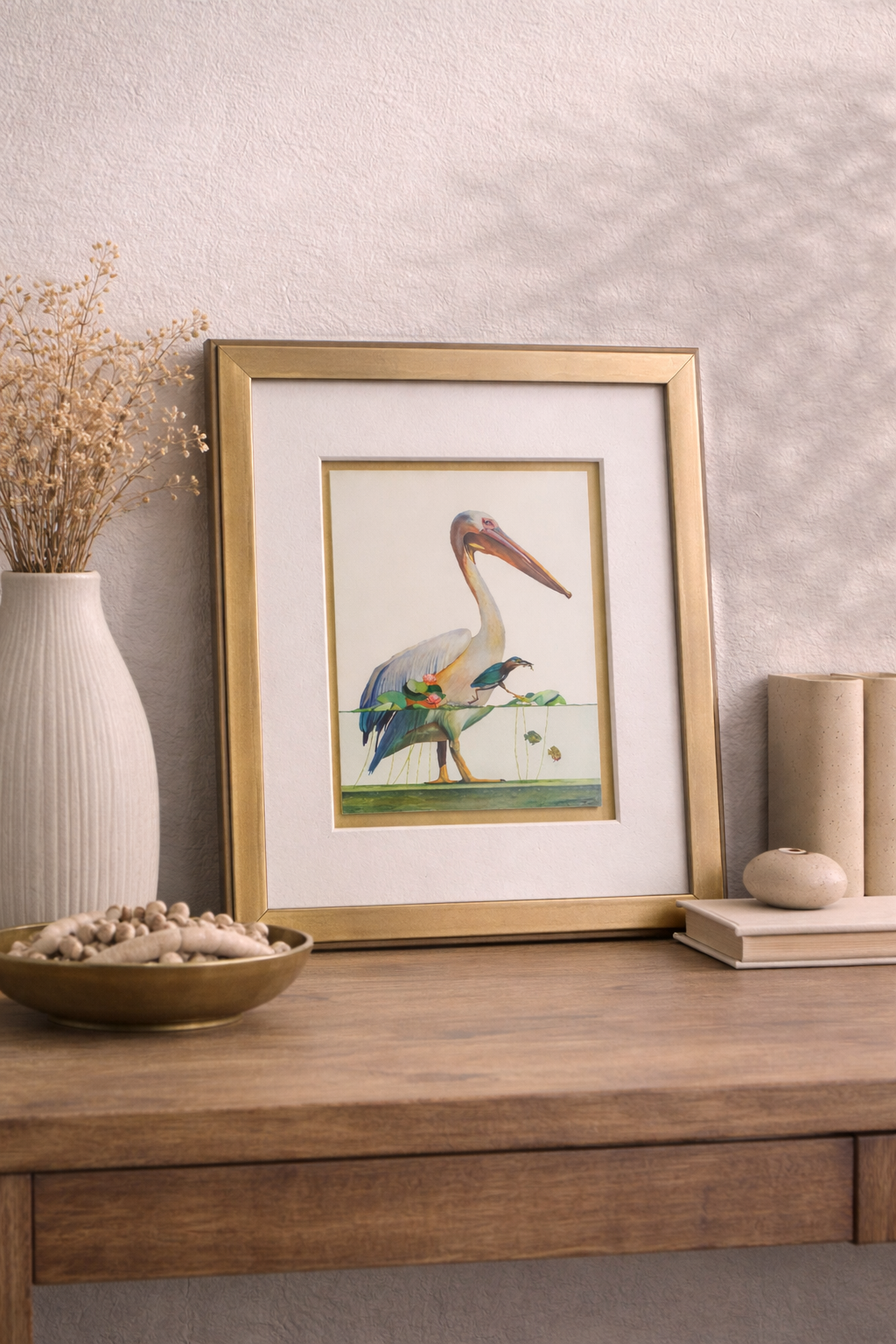 Pelican with Kingfisher